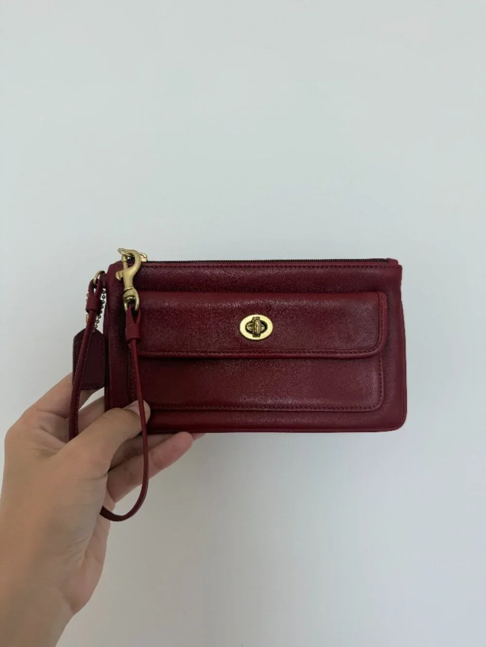 Vintage Coach Red Turnlock Legacy Wristlet Wallet